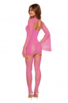 Garter Dress With Thigh High and Shrug - One Size - Milkshake Pink