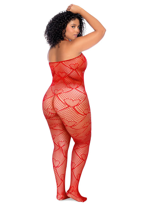 Heart Fishnet Boodystocking with Rhinestone details Lingerie