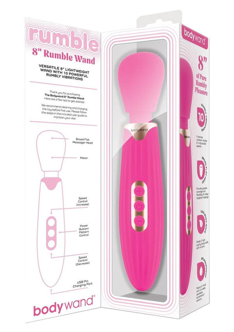 BODYWAND RUMBLE WAND - HOT PINK 8in Vibrators