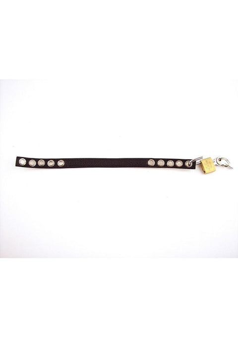 Rouge Padlocable Cock Strap Adjustable Leather Cock Ring - Black Penis Enhancement