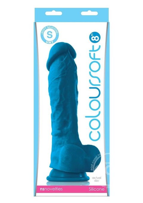 Coloursoft Silicone Dildo 8in - Blue