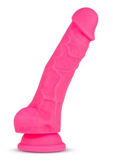 Blush Neo 7.5" Dual Density Cock w/Balls - Neon Pink Dongs & Dildos