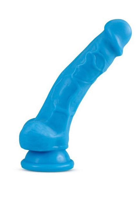 Blush Neo Dual Density 7.5" Cock w/Balls - Neon Blue Dongs & Dildos