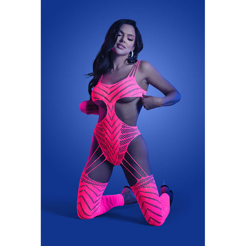 Wavelength Cutout Rhinestone Teddy Bodystocking