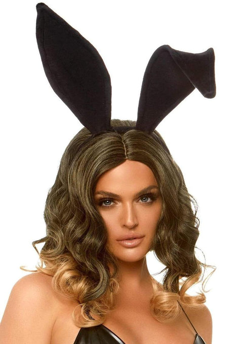 Leg Avenue Bendable Velvet Bunny Ears - OS - Black Costumes
