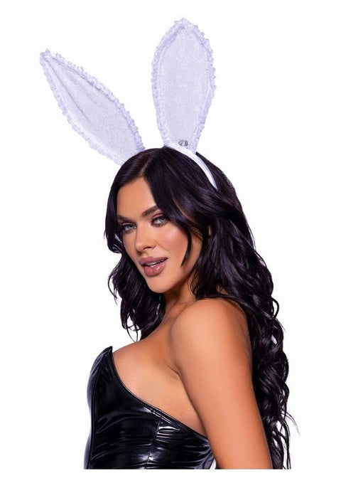 Leg Avenue Ruffle Bunny Ears - OS - White Costumes