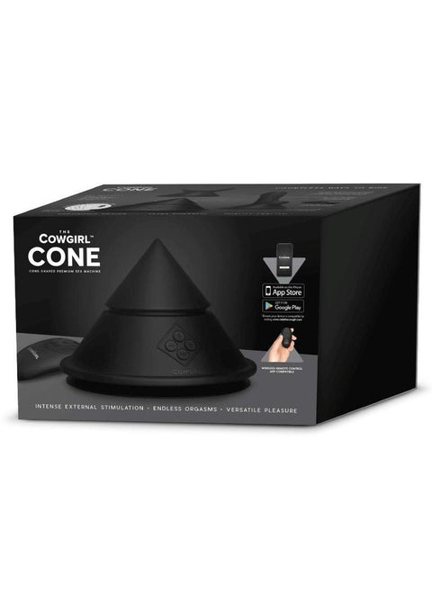 Cowgirl Cone Premium Sex Machine with Remote and App Control - Black