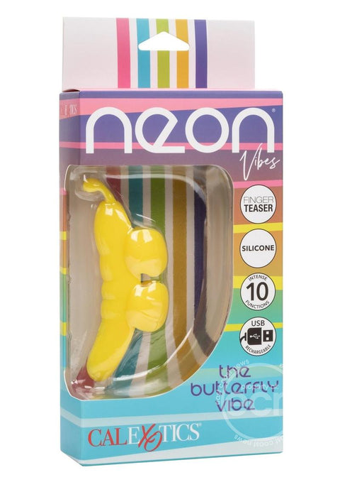 Neon Vibes The Butterfly Vibe Rechargeable Silicone Finger Teaser - Yellow
