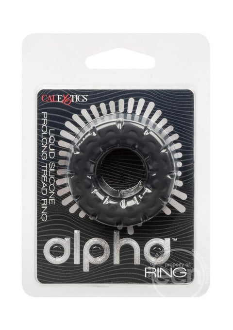 Alpha Liquid Silicone Prolong Tread Cock Ring - Black