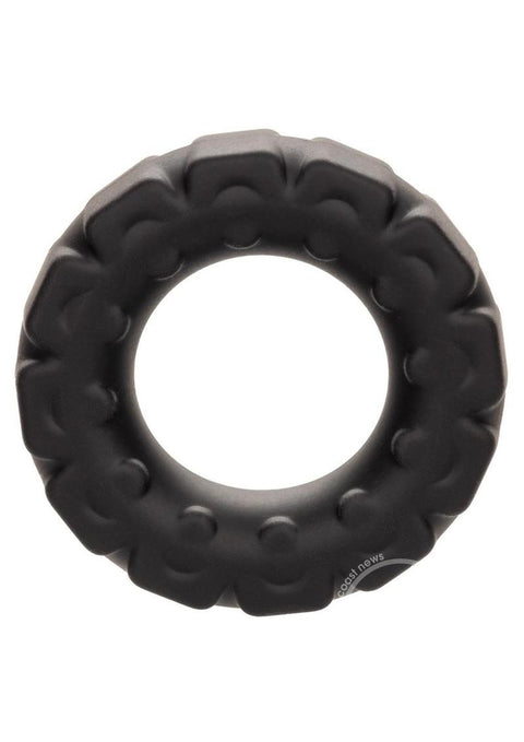 Alpha Liquid Silicone Prolong Tread Cock Ring - Black