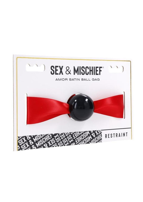 Sex & Mischief Amor Satin Ball Gag - Red/Black