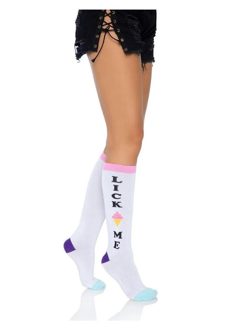 Lick Me Knee Socks - O/S - Multicolor