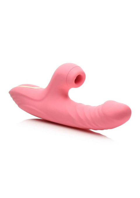 Shegasm Candy-Thrust Rechargeable Silicone Thrusting & Sucking Rabbit Vibrator - Pink