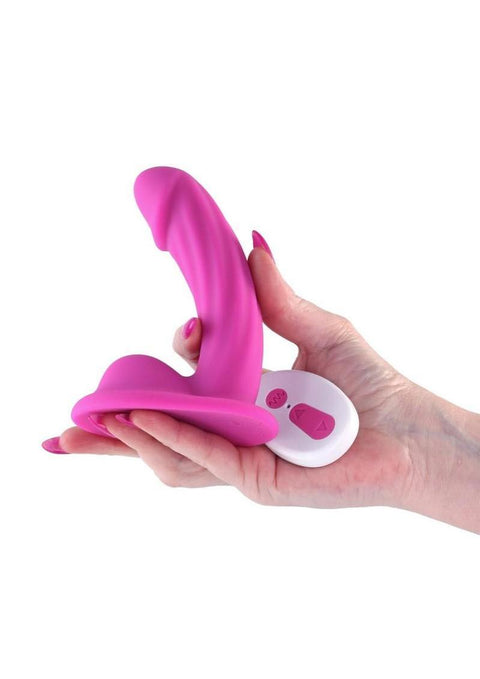 Colours Curve Silicone Vibrating Dildo with Remote Control 5in - Pink Vibrators