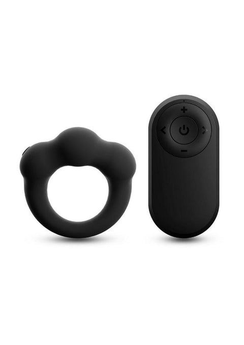 Renegade Rocket Ring Rechargeable Silicone Cock Ring and Ball Stretcher with Remote Control - Black Penis Enhancement