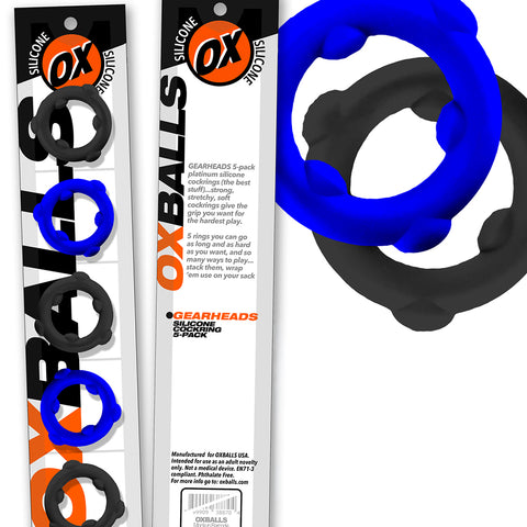 Gearheads Spinner 5pk Blue Black Penis Enhancement