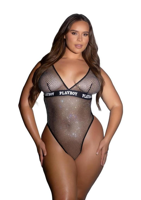 Playboy Galaxy Bunny Teddy Black 1X 2X Lingerie