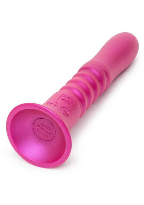 Romp Jiggle Rechargeable Silicone Thrusting Vibrating Dildo with Suction Cup - Pink Dongs & Dildos