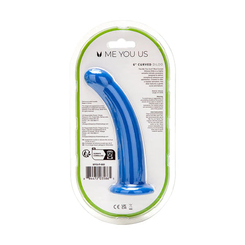 Me You Us 6 in. Curved Silicone Dildo Blue Dongs & Dildos