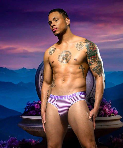LAVENDER STRIPE BRIEF W/ ALMOST NAKED® Menswear
