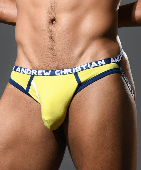 DOORBUSTER! Andrew Christian Underwear Fly Brief Jock Yellow Menswear