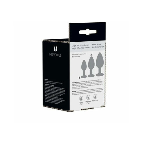 Me You Us Trio of Jewels 3-Piece Training Plug Set Black Anal Products
