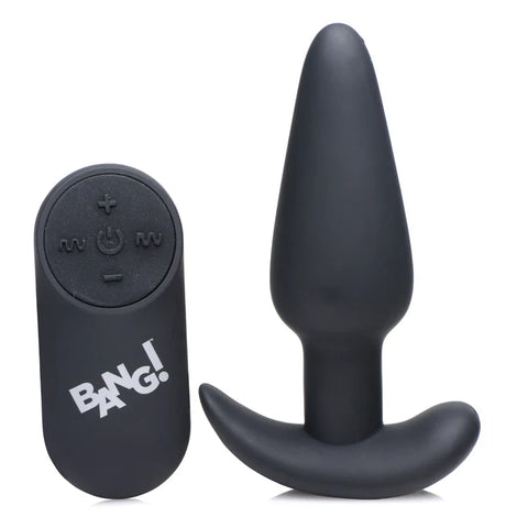 21X Remote Control Vibrating Silicone Butt Plug - Black Anal Products