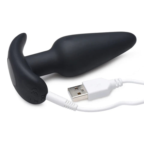 21X Remote Control Vibrating Silicone Butt Plug - Black Anal Products