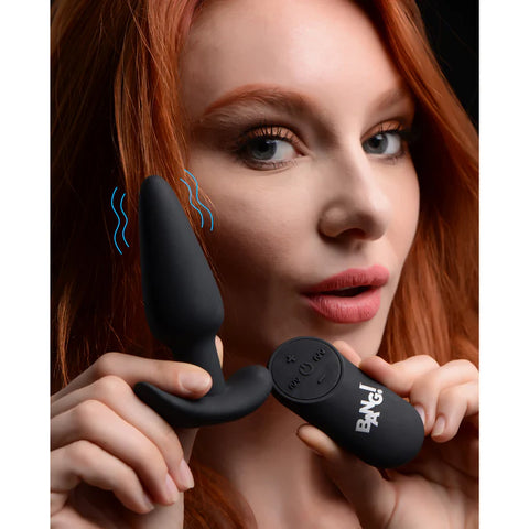 21X Remote Control Vibrating Silicone Butt Plug - Black Anal Products