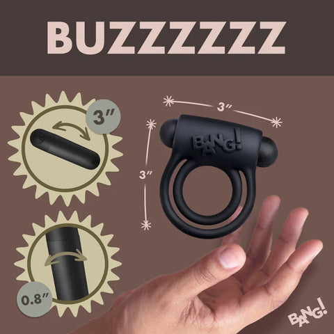 28X Remote Control Vibrating Cock Ring & Bullet - Black Penis Enhancement
