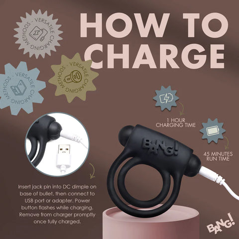 28X Remote Control Vibrating Cock Ring & Bullet - Black Penis Enhancement