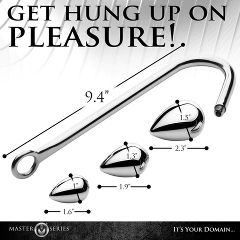 Master Series Anal Hook Trainer with 3 Plugs - Stainless Steel