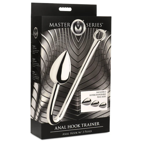 Master Series Anal Hook Trainer with 3 Plugs - Stainless Steel