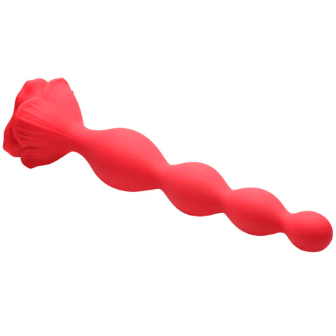 Bloomgasm Beaded Bloom 9X Rechargeable Silicone Beaded Rose Anal Vibrator - Red