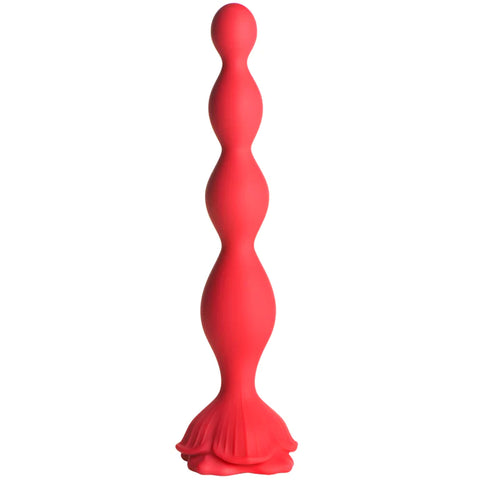 Bloomgasm Beaded Bloom 9X Rechargeable Silicone Beaded Rose Anal Vibrator - Red