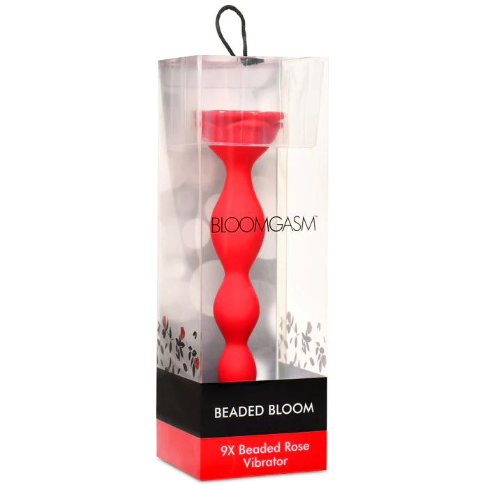 Bloomgasm Beaded Bloom 9X Rechargeable Silicone Beaded Rose Anal Vibrator - Red Anal Products