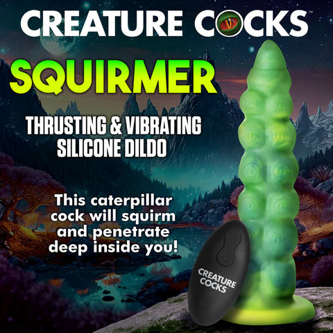 Squirmer Thrusting & Vibrating Silicone Dildo