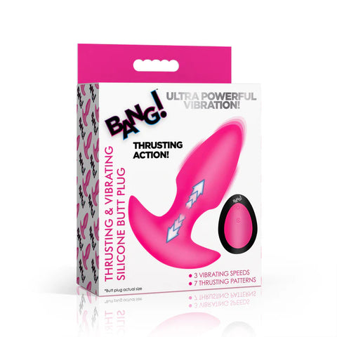 Thrusting & Vibrating Silicone Butt Plug Pink Anal Products