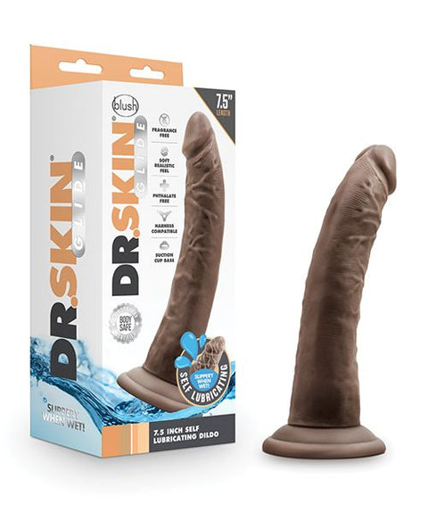 Dr. Skin Glide 7.5" Self Lubricating Dildo - Chocolate