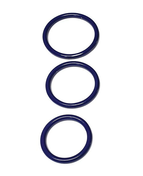Spartacus Seamless Stainless Steel C-Ring - Blue Pack of 3 Penis Enhancement