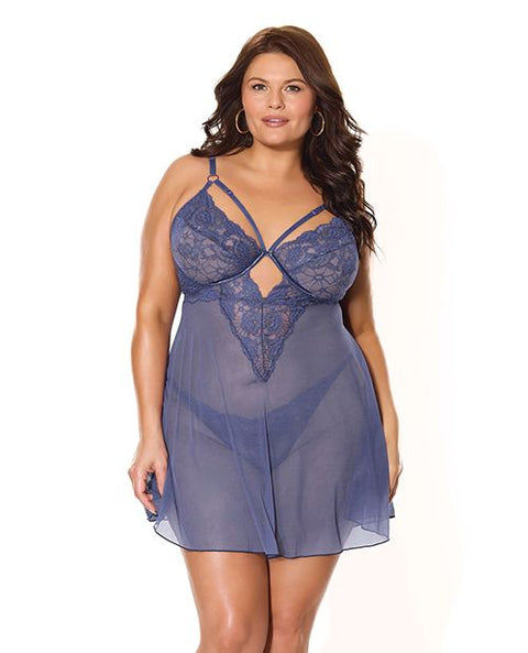 Twilight Fever Lace & Mesh Babydoll w/G-String Lingerie