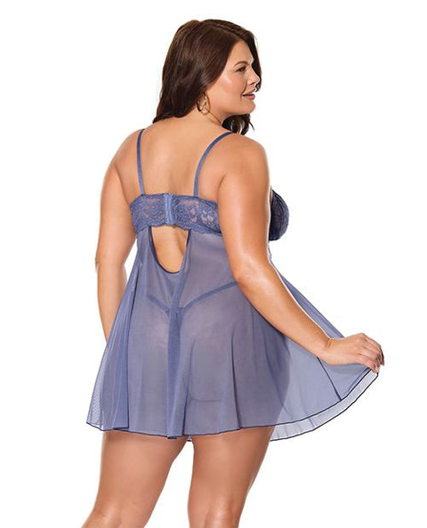 Twilight Fever Lace & Mesh Babydoll w/G-String Lingerie