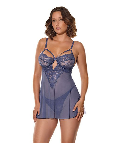 Twilight Fever Lace & Mesh Babydoll w/G-String Lingerie