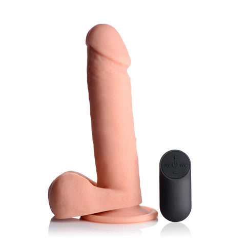 Big Shot Vibrating Remote Control Silicone Dildo With Balls - 8 Inch