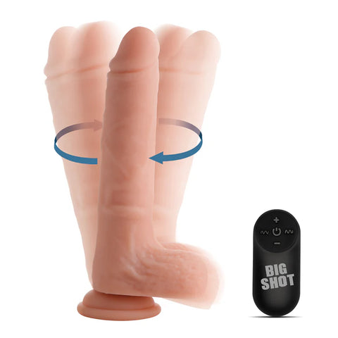 Big Shot Rotating Remote Control Silicone Dildo With Balls- 8 Inch