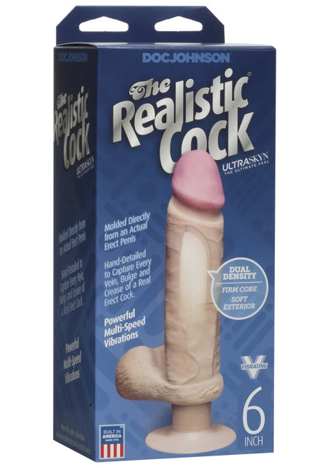 The Realistic Cock - Vibrating 6" White
