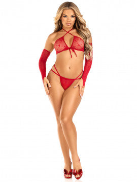 3 Pc Heart Net Set - One Size - Red