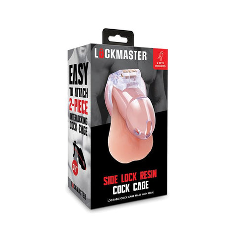 Lockmaster 3.5" Side Lock Resin Cock Cage - Clear Fetish