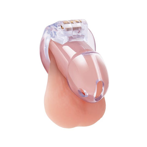 Lockmaster 3.5" Side Lock Resin Cock Cage - Clear Fetish