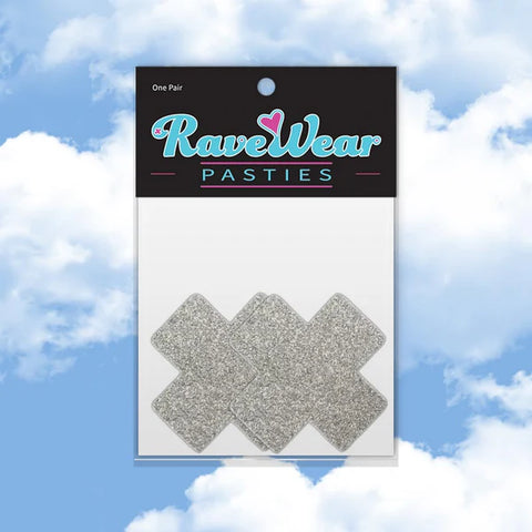 Glitter Cross Shimmering Silver Pasties